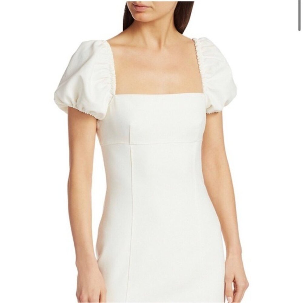 Cinq à Sept Havana Puff-Sleeve square neck ivory Mini Dress 12 - Picture 14 of 15